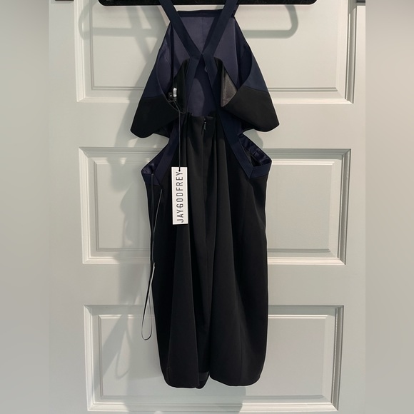 NWT Jay Godfrey Navy and Black Cutout Mini Dress Sz 6 - Picture 4 of 5